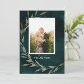 Klassieke Leaves Emerald Dank u Kaart (Staand voorkant)