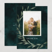 Klassieke Leaves Emerald Dank u Kaart (Voorkant / Achterkant)