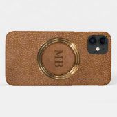 Klassieke lederen uitstraling Monogram stijl Case-Mate iPhone Case (Achterkant (horizontaal))