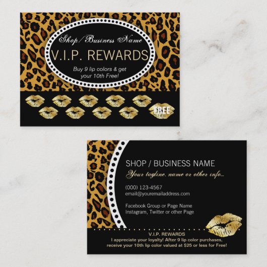 Klassieke leesdruk - Gold Lips Loyalty's Klantenkaartje (Voorkant / Achterkant)