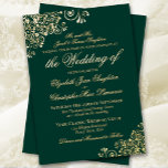 Klassieke legance Emerald Green Formal Wedding Gol Folie Uitnodiging<br><div class="desc">Deze mooie uitnodiging voor een folie bruiloft is voorzien van een klassieke stijl met een patrimonium en een fancy script op een groene achtergrond met een groene kleur. De formulering is formeel en traditioneel, met de uitnodiging van de ouders van de bruid. Elegant en stijlvol, deze uitnodiging zal klasse en...</div>