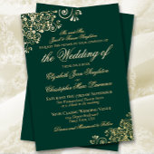 Klassieke legance Emerald Green Formal Wedding Gol Folie Uitnodiging