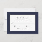 Klassieke legance Simple Navy Wedding RSVP (Voorkant)