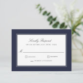 Klassieke legance Simple Navy Wedding RSVP (Staand voorkant)