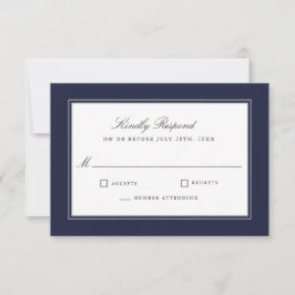 Klassieke legance Simple Navy Wedding RSVP Kaartje