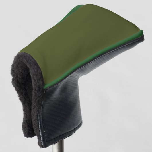 Klassieke legergroene golfputterhoes met stijl golfheadcover (3/4 voorkant)