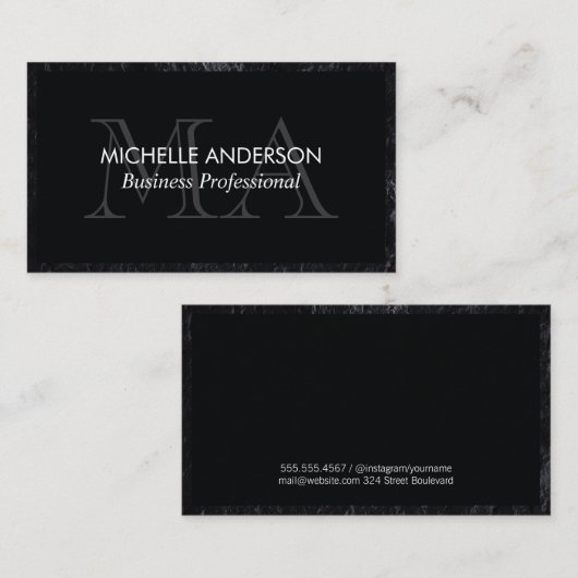 Klassieke leisteenafwerking | Monogram | Directeur Visitekaartje (Voorkant / Achterkant)