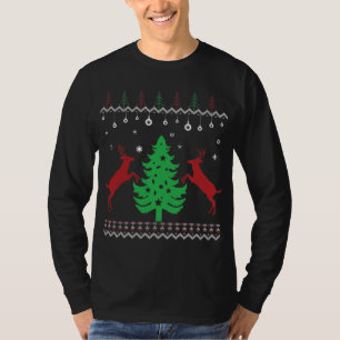 Klassieke lelijke kerstboom met hert trui t-shirt