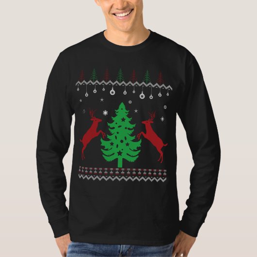 Klassieke Lelijke Kerstboom met Lieve Sweater T-shirt (Voorkant)