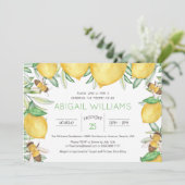 Klassieke Lemon Bee Waterverf Greenery Baby shower Kaart (Staand voorkant)