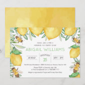 Klassieke Lemon Bee Waterverf Greenery Baby shower Kaart (Voorkant / Achterkant)
