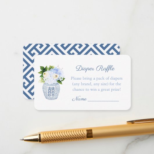 Klassieke lente bloemengember kruik luier Raffle Informatiekaartje (Voorkant / Achterkant in situ)