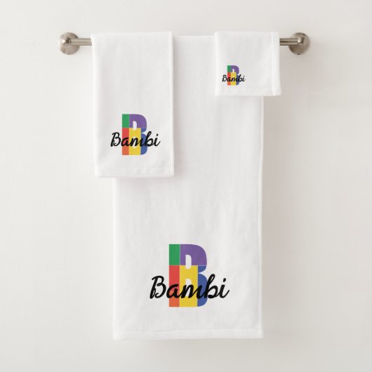 Klassieke letter B gekleurd monogram Bad Handdoek (Insitu)