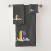 Klassieke letter C gekleurd monogram grijs Bad Handdoek (Insitu)