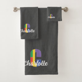 Klassieke letter C gekleurd monogram grijs Bad Handdoek