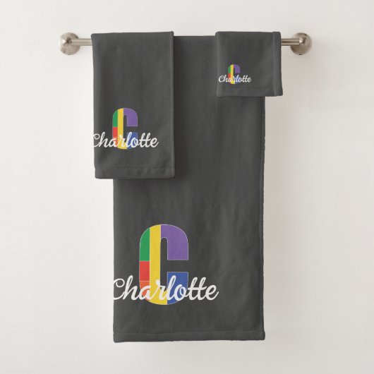 Klassieke letter C gekleurd monogram grijs Bad Handdoek (Insitu)