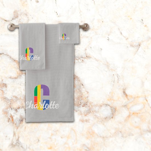 Klassieke letter C gekleurd monogram lichtgrijs Bad Handdoek