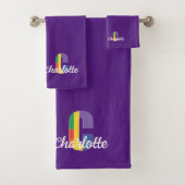 Klassieke letter C gekleurd monogram paarse Bad Handdoek (Insitu)