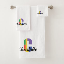 Klassieke letter C gekleurd monogram wit Bad Handdoek