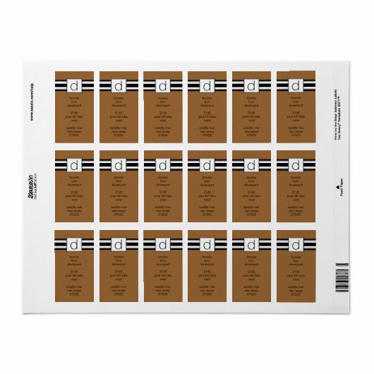 Klassieke letter d monogram verticale Adresetikett Etiket (Full Sheet)
