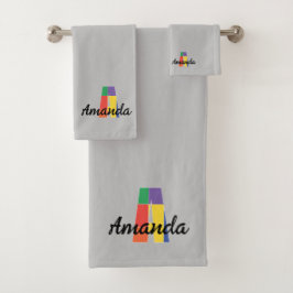 Klassieke letter Een gekleurd monogram grijs Bad Handdoek