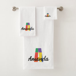 Klassieke letter Een gekleurde monogram Bad Handdoek