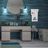 Klassieke letter Een koraalblauw monogram wit Bad Handdoek