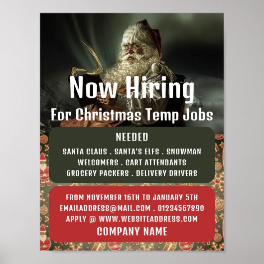 Klassieke lezing Santa, Seizoensgebonden Recruitme Poster (Voorkant)