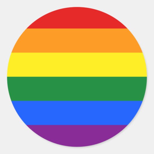 Klassieke LGBTQ Gay Pride Rainbow Flag Ronde Sticker (Voorkant)