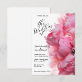 Klassieke Licht Roze Pioen Bloemen Bruiloft Kaart (Voorkant / Achterkant)
