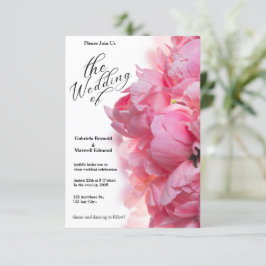 Klassieke Licht Roze Pioen Bloemen Bruiloft Kaart