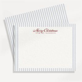 Klassieke lichtblauw gestreepte kerstbriefkaart kaart