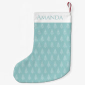 Klassieke lichtblauw-groene en witte kerst kleine kerstsok (Achterkant)