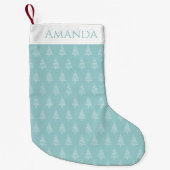 Klassieke lichtblauw-groene en witte kerst kleine kerstsok (Voorkant)