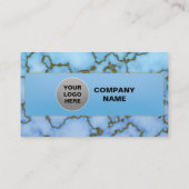 Klassieke lichtblauwe 3D marmer Faux Shiny Gold Fo Visitekaartje (Achterkant)