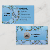 Klassieke lichtblauwe 3D marmer Faux Shiny Gold Fo Visitekaartje (Voorkant / Achterkant)