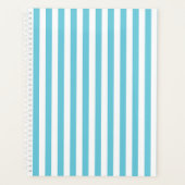 Klassieke lichtblauwe en witte verticale strepen planner (Voorkant)