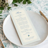 Klassieke lichtblauwe strepen Hydrangea Bruiloft Menu