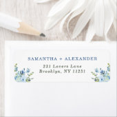 Klassieke lichtblauwe Waterverf van Floral Foliage Etiket (Insitu)