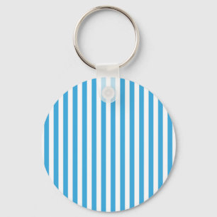 Klassieke lichte babyblauwe en witte verticale str sleutelhanger