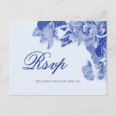 Klassieke lichte blauwe Chinoiserie Floral Wedding Briefkaart (Voorkant)