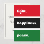 Klassieke lichte geluk Peace Kwanzaa Feestdagenkaart (Voorkant / Achterkant)