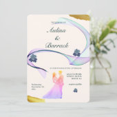 Klassieke lichte gouden Paarse paardenweddenschap Kaart (Staand voorkant)