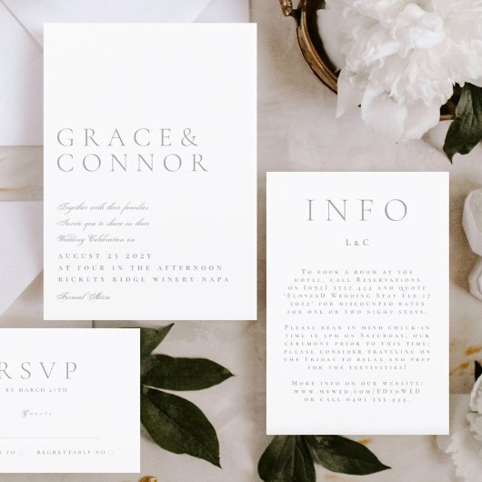 Klassieke Lichtgrijze Elegante Moderne Info Behuiz RSVP Kaartje