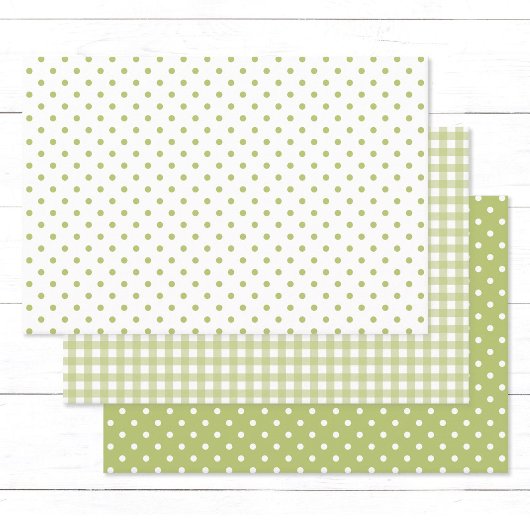 Klassieke Lichtgroene Polka Dots Gingham Patroon M Inpakpapier Vel