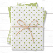 Klassieke Lichtgroene Polka Dots Gingham Patroon M Inpakpapier Vel