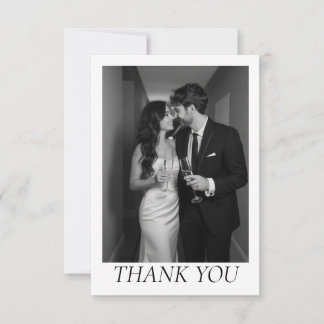 Klassieke liefdeshart Elegante minimale trouwfoto Bedankkaart