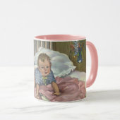 Klassieke lieve baby speelt in ledikantje, kind sl mok (Voorkant rechts)