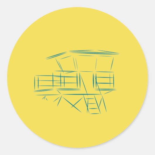 Klassieke Lifeguard Tower Ronde Sticker (Voorkant)