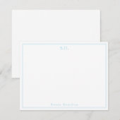 Klassieke Light Baby Blue Monogram Name Minimalist Notitiekaartje (Voorkant / Achterkant)